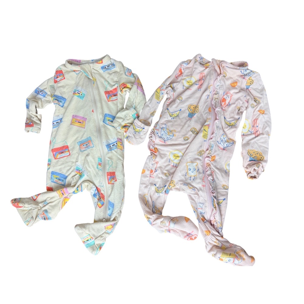 Angel Dear‎ Bamboo Footie Pajamas Zip Newborn 0-3 Months Printed Girl
